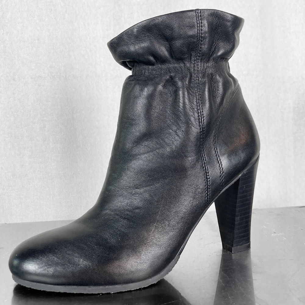 Loft Black Leather Booties with Scrunch Ankle 6